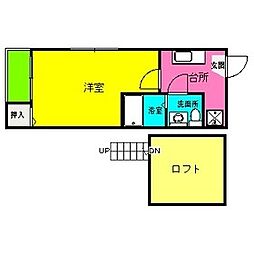 シャローム井尻2 1Kの間取図画像