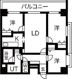 JR高崎線 高崎駅 徒歩12分の賃貸マンション 2階3LDKの間取り