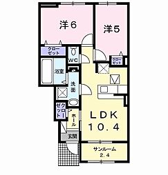 エレガントガーデン2 2LDKの間取図画像