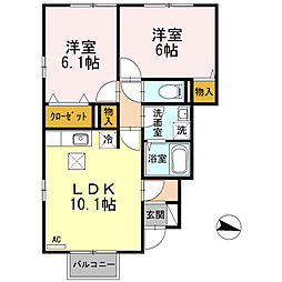 サンコート 2LDKの間取図画像