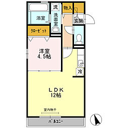 メゾン木棉葉 1LDKの間取図画像