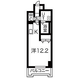 グランバロン宇都宮 7階1Kの間取り