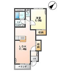 ミラドール 1LDKの間取図画像
