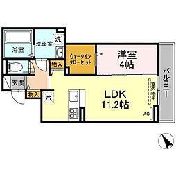 ベルシャンブル橋本町 1LDKの間取図画像