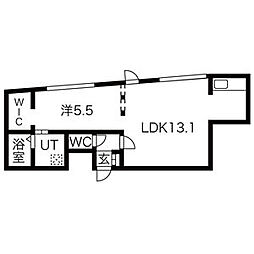 BellTree南9条 3階1LDKの間取り