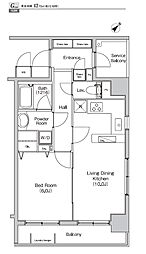 プライムアーバン月島 1LDKの間取図画像