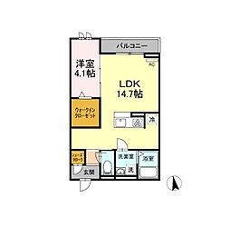 セントラルガーデン名駅東 2階1LDKの間取り