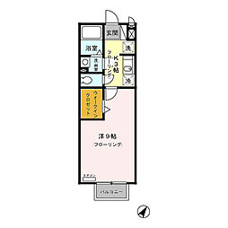 グランセジュール 2階1Kの間取り