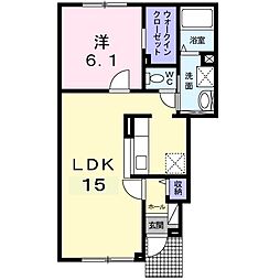 リリーベル2 1LDKの間取図画像