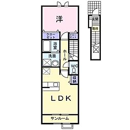 グリーンビレッジ3 1LDKの間取図画像