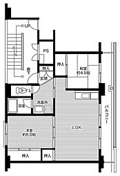 ビレッジハウス本川俣2号棟 2LDKの間取図画像