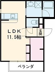 ブーフ　ベルク 1階ワンルームの間取り