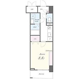 アーデルドルフ 6階1Kの間取り