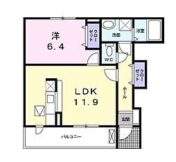 サンリット・タウンD 1LDKの間取図画像