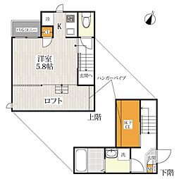 CB指扇プランドール 1Kの間取図画像