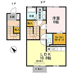 D-Room下掘 1LDKの間取図画像