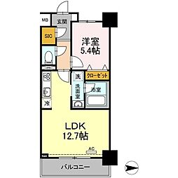 グレイスコート・アイエス 5階1LDKの間取り