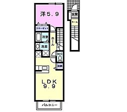 マリアローザ 2階1LDKの間取り