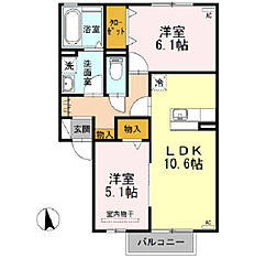 レ・クレール 2LDKの間取図画像