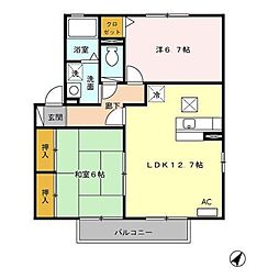 サン　カルチェあいおい　Ｅ 1階2LDKの間取り