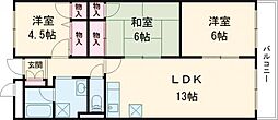 京阪交野線 交野市駅 徒歩8分の賃貸マンション 2階3LDKの間取り