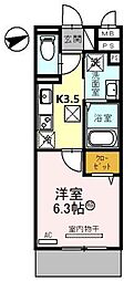 セジュール大村 1Kの間取図画像