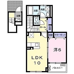 リヴェールヴィラ1 1LDKの間取図画像