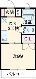 ミッキーハウス 1Kの間取図画像