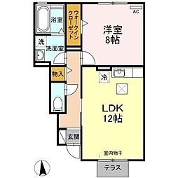 セジュール桜井　Ａ棟 1階1LDKの間取り