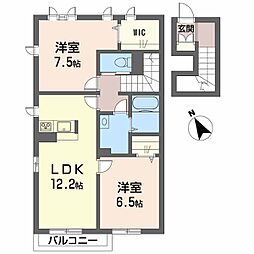 レジデンスＴＡＫＡＯ 2階2LDKの間取り
