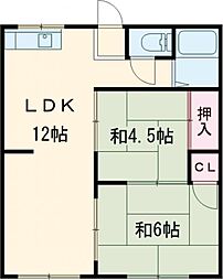 パークハイツ杁ケ島 1階2LDKの間取り