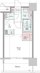 エンクレスト博多プレミア 1Kの間取図画像