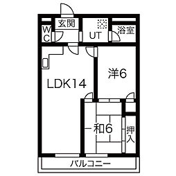 スカイメゾン 703 7階2LDKの間取り