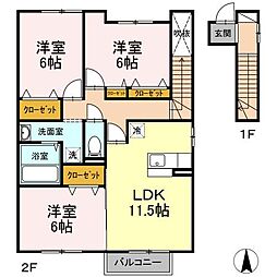 ブランシェコートL・2 3LDKの間取図画像