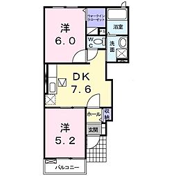 サンライト宗像A 2DKの間取図画像