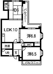 ノーバヒルズ 2階3LDKの間取り