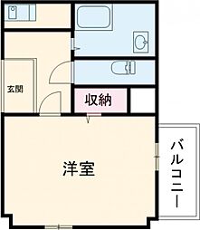 佃コーポII 2階1Kの間取り
