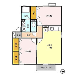 ソレイユB 2LDKの間取図画像
