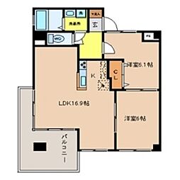 カルム竹林 2LDKの間取図画像