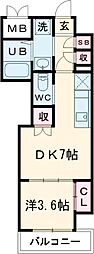CLOVERVIEWKITAHANADA 1DKの間取図画像