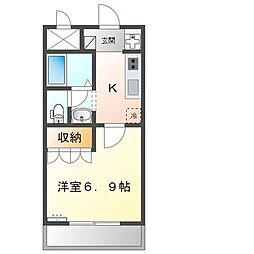 フォレストパーク 2階1Kの間取り