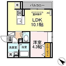 コルマール 1LDKの間取図画像