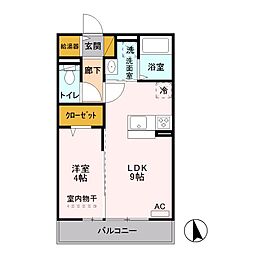 グランディール石橋 1LDKの間取図画像