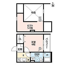 キュリオシティ 1Kの間取図画像