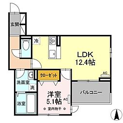 Ｄーｒｅｓｔ泉崎 3階1LDKの間取り