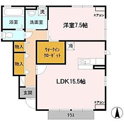 カーサ　フェリーチェ　I 1階1LDKの間取り