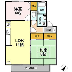 ルミエール倉本 1階2LDKの間取り