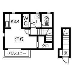Soleil hina(ソレイユ　ヒナ)II・III 2階1Kの間取り