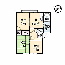 ブリランテ洋光 2階3Kの間取り