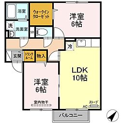 セジュールK 2LDKの間取図画像